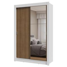 Guarda-roupa Solteiro 2 Portas de Correr com Espelho Branco/rustic Milano Madesa