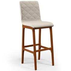 Banqueta Alta Para Cozinha Sala De Jantar Zoe B04 Linho Cru