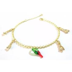 Pulseira Pimenta Figa Sorte Folheado A Ouro 18k