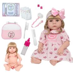 Boneca Reborn De Silicone Loira Bolsa Enxoval 20 Itens - Cegonha Rebor