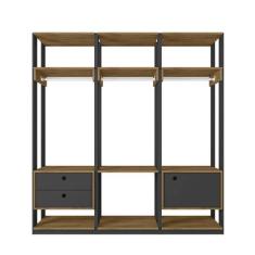 Guarda-Roupa Closet Modulado Titan 1 PT 2 GV Preto e Freijó - Móveis L