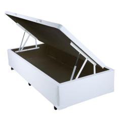 Cama Box Baú Solteiro 88x188 Branco Sintético - RR Colchões