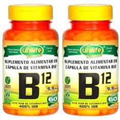 Vitamina B12 Cobalamina Vegana 60 Cáps De 450Mg Kit Com 2 - Unilife
