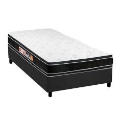 Cama Box Solteiro: Colchão Espuma Castor D33 Black e White + Base CRC 