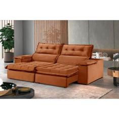 Sofá Retrátil e Reclinável Eros 2,30m 04 Lugares TXR, Terracota