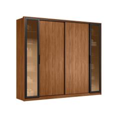 Guarda Roupa Casal 4 Portas Vidro Reflecta e 4 Gavetas Laredo - Demóbi