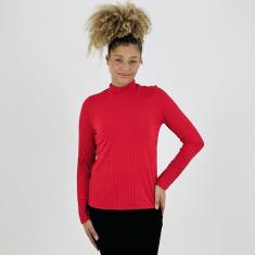 Blusa Rovitex Básica Canelada Manga Longa Feminina-Feminino