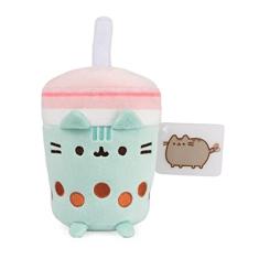 GUND Pusheen Boba Tea Cup pelúcia gato de pelúcia animal para idades de 8 e acima, verde / rosa, 6 "