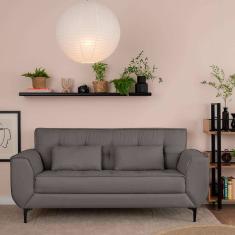 sofá 3 lugares piacenza linho cinza 202 cm