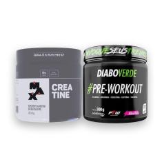 PRÉ TREINO DIABO VERDE 300G FTW + CREATINA 300G MAX TITANIUM-Unissex