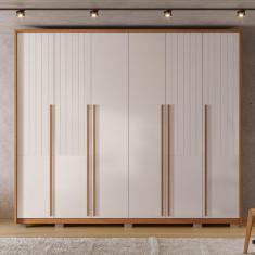 Guarda Roupa Casal com Frisado 6 Portas 6 Gavetas Suburban Gold LOURO FREIJO/OFF WHITE