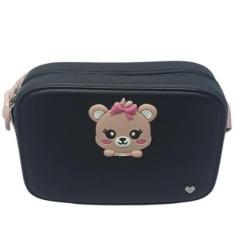 Bolsa Infantil Molekinha com Zíper e Detalhe de Urso - Estilo Casual-Feminino