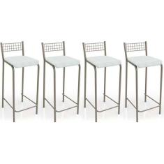 Banqueta De Cozinha Gênova B705 Kit 4 Un Niquel Branco 106