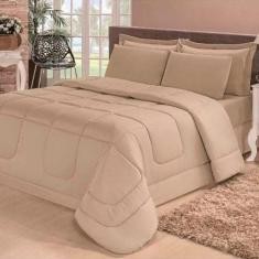 Kit Edredom Confort Casa Dona Dupla Face Casal Queen 6 Pçs com Lençol 