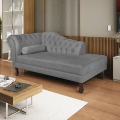 Diva Recamier Dora 185cm Lado Direito Suede Cinza