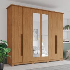 Guarda-roupa 6 Portas 6 Gavetas Com Espelho Benjamin Espresso Móveis Nature