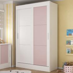 Guarda-roupa Infantil Flex 2 Portas 2 Gavetas Maya Espresso Móveis Branco-rosa