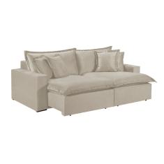 Sofá 2 Lugares Retrátil Com Encosto Fixo Linho M-145 Martins Creme