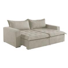 Sofá Cama 3 Lugares Retrátil Reclinável Linho M-184 Martins Creme