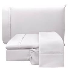 Jogo De Cama Lençol Queen Conforto Percal 300 Fios 4 Peças - Branco