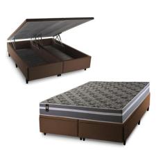 Conjunto Box Baú Miami Cinza 193x203x69 Espuma D33 - King House