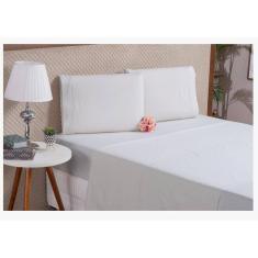 Lençol Queen 4 Peças Algodão Branco Hotel Motel Pousada