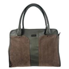 Bolsa Grande Bicolor Camurça Preto-Feminino