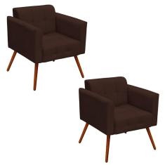 Kit 2 Poltronas Decorativas Ana Suede Marrom Ibiza