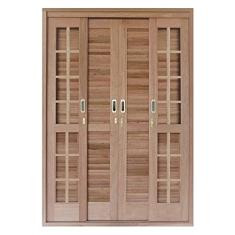 Porta Balcão de Correr Quadriculado 6 Folhas Cedro Arana 215cmx180cmx15cm Isabela Revestimentos Natural