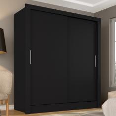 Guarda Roupa Solteiro Paloma 2 Portas Preto Fosco - Moveis Arapongas