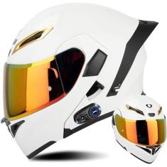 Capacete de motocicleta de rosto inteiro Bluetooth com viseira solar dupla e cauda Capacete modular de motocross para jovens adultos, mulheres, homens, mulheres, capacetes esportivos aprovad