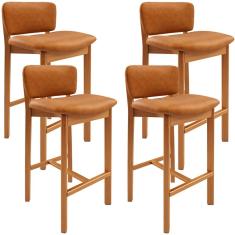 Kit 04 Banquetas Alta Para Cozinha Sala de Jantar Bar Dara L02 Couríssimo Canela - Lyam Decor