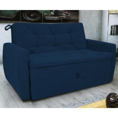 Sofá Cama 2 Lugares Bray Suede Azul
