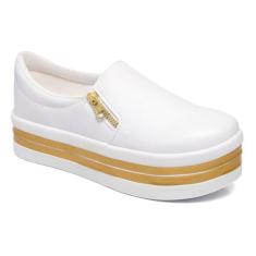 Slip On Yate Com Zíper Tenis Feminino Plataforma Sola Alta Macio - Lay