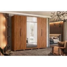 Guarda Roupa Casal 6 Portas (2 c/ Espelho) e 6 Gavetas c/ Pés Atrice Nogueira - Demóbile