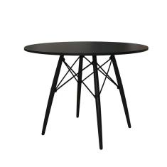 Mesa de Jantar Redonda Eiffel Wood Preta 90 cm