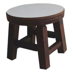 Banqueta Mini Hardman Madeira Padrão Nogueira Ass. Redondo MDF Bco