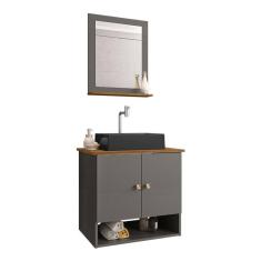 Gabinete Armário Banheiro Deli 2 Portas c/ Cuba Torino Preta