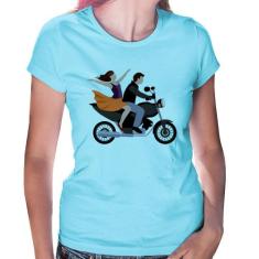 Baby Look Moto Casal - Foca na Moda, Azul bebê, G