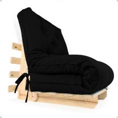Sofa Cama Solteiro Futon Dobrável Preto