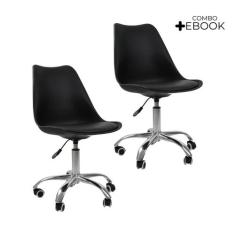 Kit 2 Cadeiras Office Com Rodizio Giratória Saarinen com Ebook - Ofici