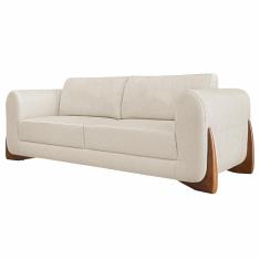 Sofá Decorativo 2 Lugares 160cm Pés em Madeira Buzz Linho Off White Rústico - Gran Belo