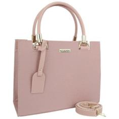 Bolsa Handbag Feminina com Ziper e Alças Fixas e Transversal Removivel-Feminino