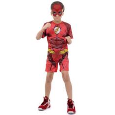 Fantasia Flash Infantil Curto com Musculatura - Liga da Justiça - DC C