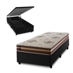 Conjunto Box Baú Chicago Marrom 96x203x64 Espuma D33