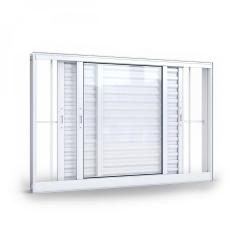 Janela de Alumínio Veneziana 100x150cm 3 Folhas com Grade Lucasa Alumínios Branco