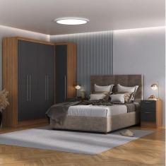 Guarda-Roupa Modulado Viena 5 Portas 8 Gavetas 5 Peças Espresso Móveis  Nogal/Grafite