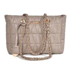 Bolsa Shopper Bag Matelassê Média Via Marte Alça de Ombro Fixa Corrente e Zíper B1129