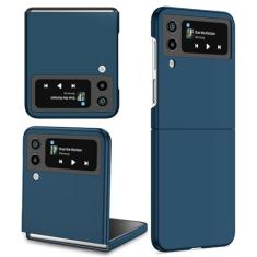 Capa magnética de carregamento sem fio para Galaxy Z Flip 3 4 5 Capa anti impressão digital à prova de choque, azul liso, para Galaxy Z Flip 4