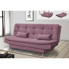 Sofá Cama Casal Reclinável Salomé - Veludo Rosê